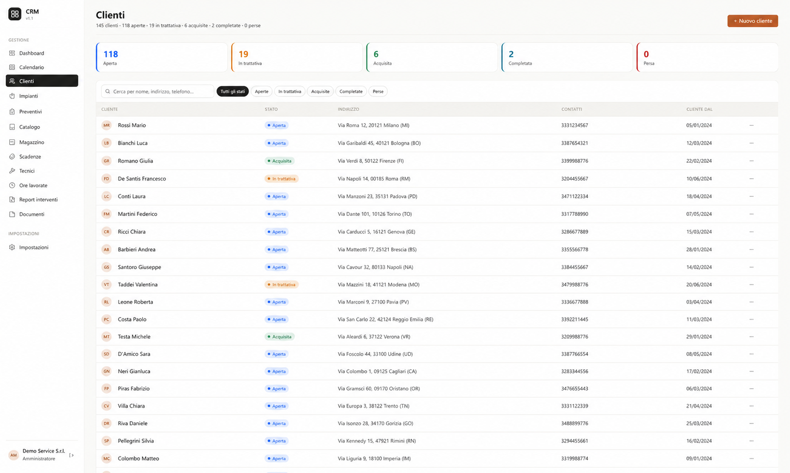 CRM — Gestione clienti