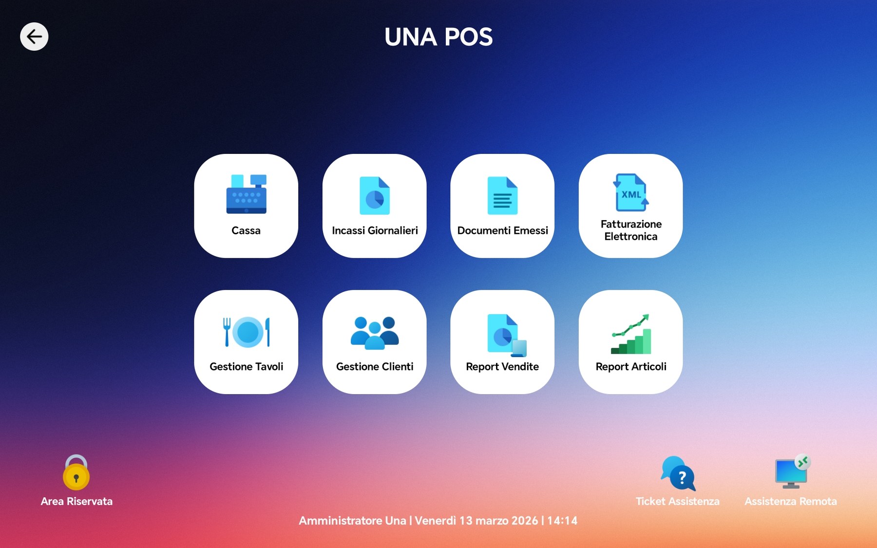 UNA — schermata principale di gestione